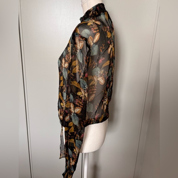 Nicholas Multicolor Blouse with Tie Front 100% Silk - Picture 10 of 11